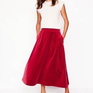 Angelica Velvet Skirt, Red Licorice